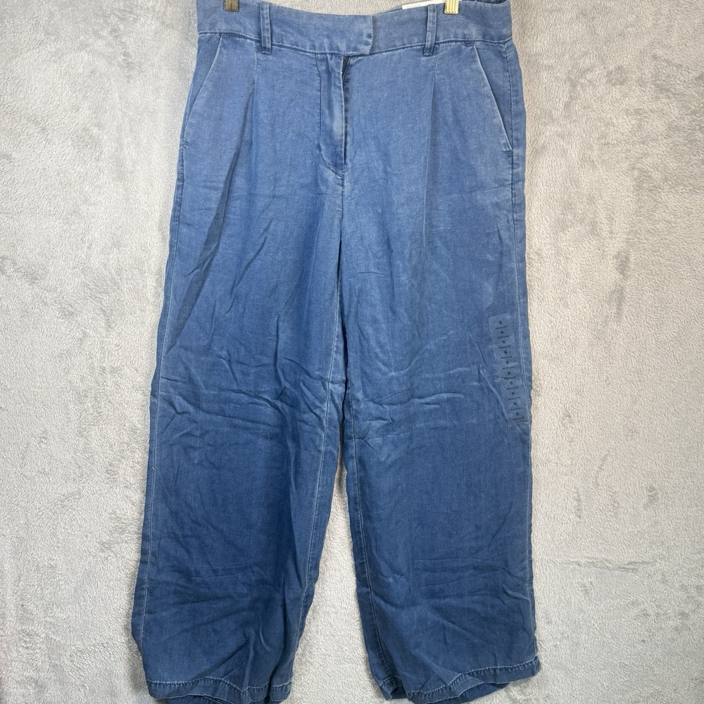 American Eagle Wide Leg Trousers Womens 6 Blue High Rise Casual Pants Flowy NWT